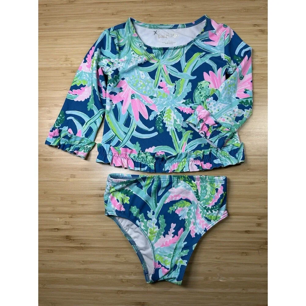 Lilly Pulitzer Margo UPF 50 Rashguard 2-piece Set Macaw Blue Sweet Escape Girl 2